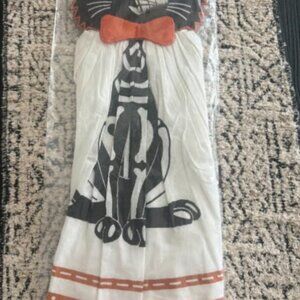 Skeleton Cat Halloween Kitchen Dish Towel Vintage Inspired NWT
